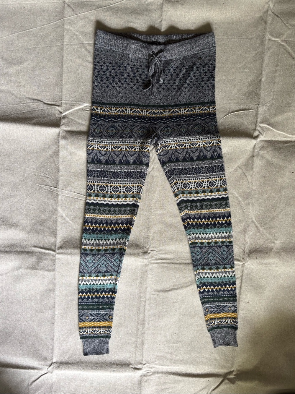 American Eagle Outfitters Fair Isle Grey-Patterned Knit Leggings Multi-Color
